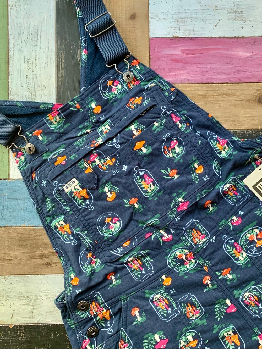 NWT Small x31L Duluth Heirloom Gardening Lined Bib Overalls  Mushroom Terrarium
